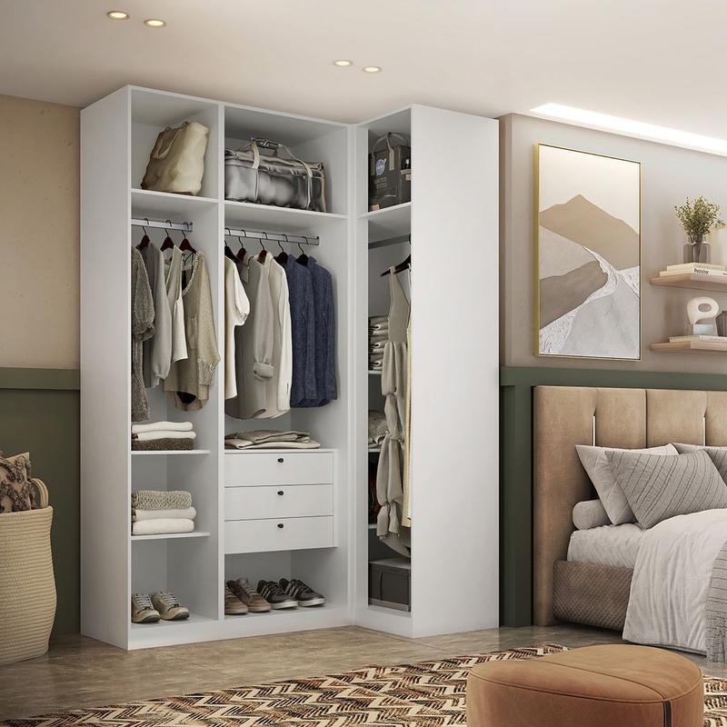 Guarda Roupa Canto Reto 4 Portas MDF Altezza Clean Belmax - Guarda